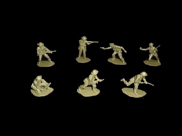 British Infantry 14 figures in 7 poses (green)  <font color=#CC0000>(54mm) </FONT>