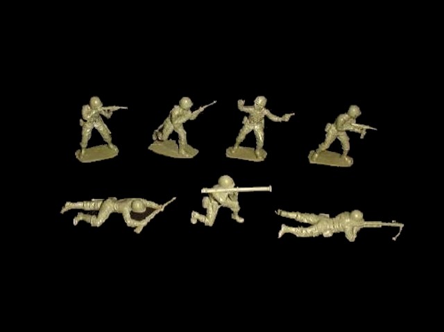 GI's 14 figures in 7 poses (green) <FONT COLOR=#CC0000>(54mm) </FONT>