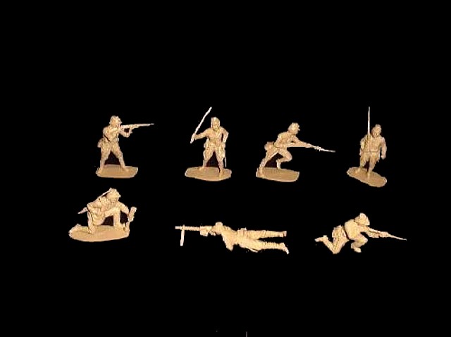  Vintage Japanese 14 figures in all 7 poses (tan)   <font color=#CC0000>(54mm) </FONT>