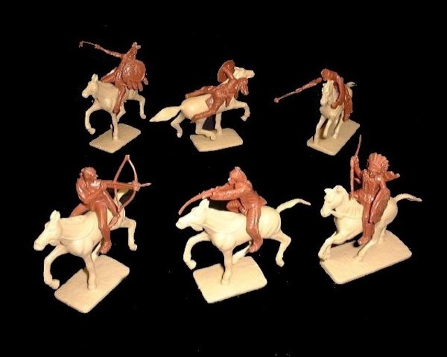 Mounted Sioux 6 figures in 6 poses w/horses (red brown)  <font color=#CC0000>(54mm) </FONT> 