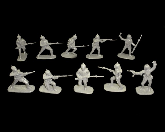 WWI Germans w/ spike helmets (Grey/Green) (5425) <font color=#CC0000>(54mm) </FONT>