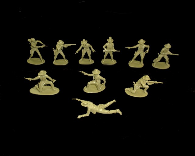 Cowboys 12 figures in all 10 poses (green)   <font color=#CC0000>(54mm) </FONT>  