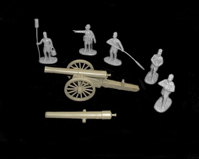Confederate  24 pound Cannon w/5 figures in 5  poses (gray) (5501) <FONT COLOR=#CC0000>(54mm) </FONT>