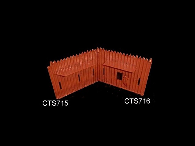 Fort Stockade wall w/rampart and 3 rifle ports (compatible with Marx Ft. Apache walls)  Brown)  <font color=#CC0000>(54mm) </FONT>