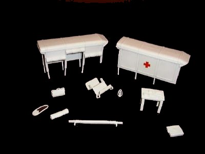 Ambulance tops -- 2 different and 8 accessories (gray)  <font color=#CC0000>(54mm) </FONT>