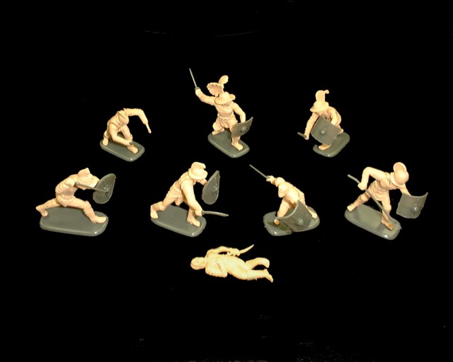 Gladiators set #1 10 figures in 10 poses (tan) (3201)  <FONT COLOR=#CC0000>(54mm) </FONT>