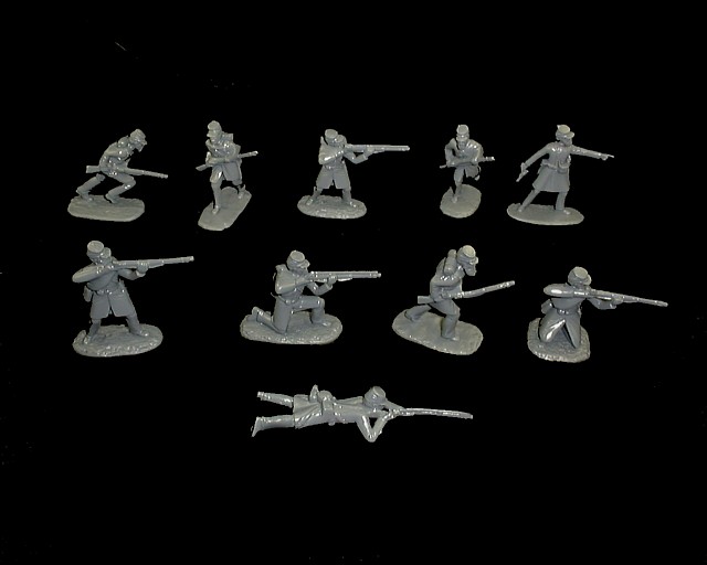 Confederate Infantry 20 figures in 10 poses (gray)  (5460) <font color=#CC0000>(54mm) </FONT>