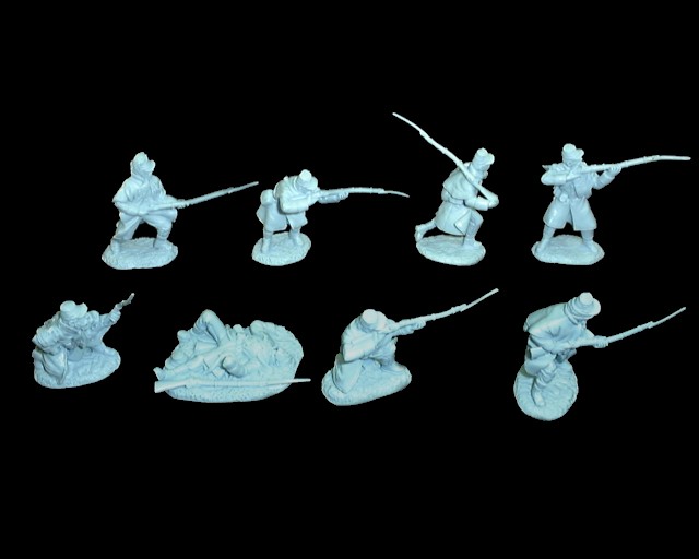 Union Infantry in winter dress 16 figures in 8 poses (light blue) <FONT COLOR=#CC0000>(54mm) </FONT>