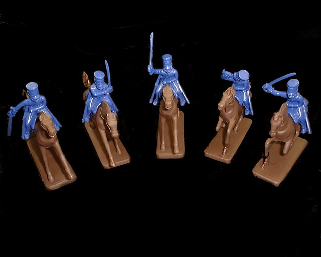 British Light Dragoons 5 figures  in 5 poses (blue) w/horses (5515) <FONT COLOR=#CC0000>(54mm) </FONT>