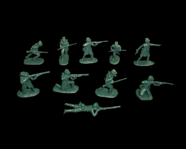 Union Infantry 16 figures in 8 poses (green) (5458) <font color=#CC0000>(54mm) </FONT>