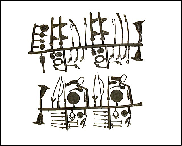 Cowboy and Indian Weapons & Accessories --- over 70 pieces (black)   <font color=#CC0000>(54mm) </FONT>