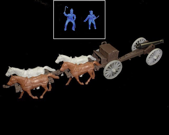Limber and 12 pound cannon w/4 horses (blue driver and rider)  <font color=#CC0000>(54mm) </FONT>