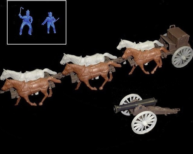 Limber and 24 pound Howitzer w/6 horses (blue driver and rider) <font color=#CC0000>(54mm) </FONT>