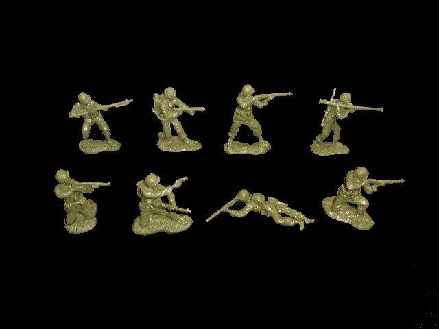 WWII US Infantry set #1 16 figures in 8 poses (green) <FONT COLOR=#CC0000>(54mm) </FONT>
