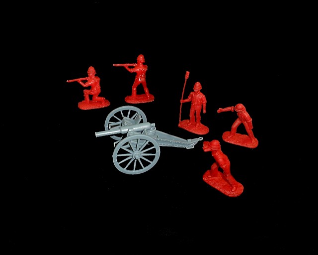 British Royal Artillery 7 lb. Cannon w/5 figures in 5 poses (red) (5562) <FONT COLOR=#CC0000>(54mm) </FONT>