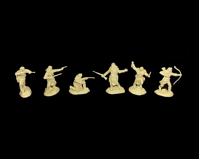 Apache Warriors afoot set #1 12 figures in 6 poses (cream) <FONT COLOR=#CC0000>(54mm) </FONT>