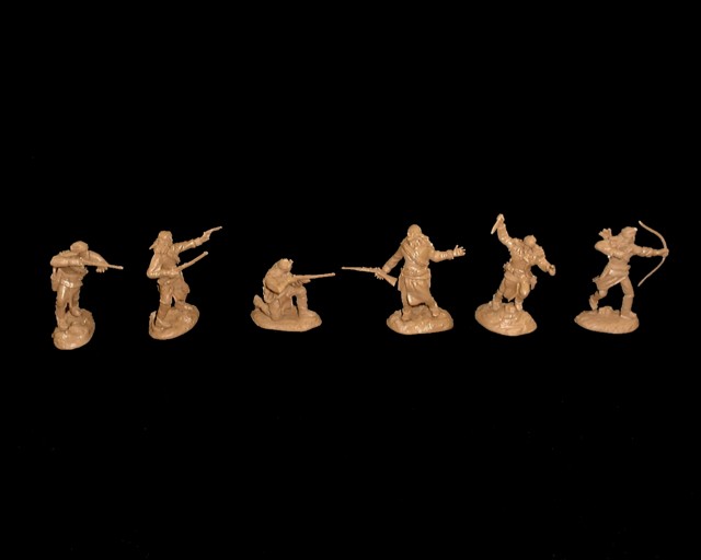 Apache Warriors afoot set #1 12 figures in 6 poses (buckskin) <FONT COLOR=#CC0000>(54mm) </FONT>