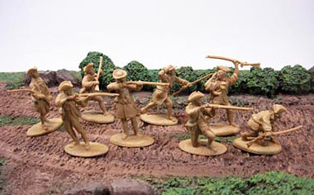 Colonial Minutemen 16 figures in 8 poses (light brown or tan color) <FONT COLOR=#CC0000>(54mm) </FONT>
