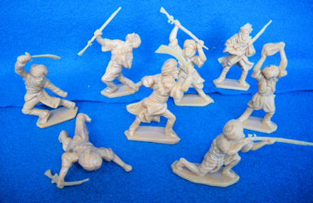 Afghan fighters 17th/18th century 8 poses (tan) (54mm)