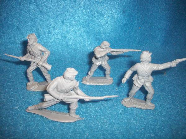 Timpo Union civil war infantry 9 figures in 4 poses ,GRAY (54MM)