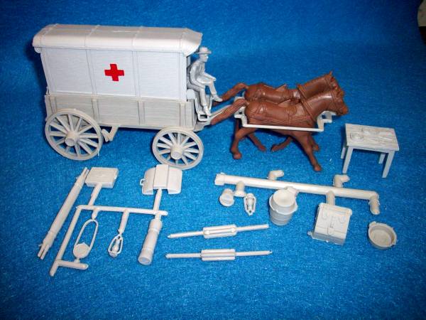Marx Civil War ambulance wagon with driver +horses (54mm)