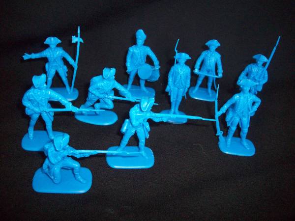 Accurate Rev War British series I in medium blue, 20 figures in 10 poses (54mm)
