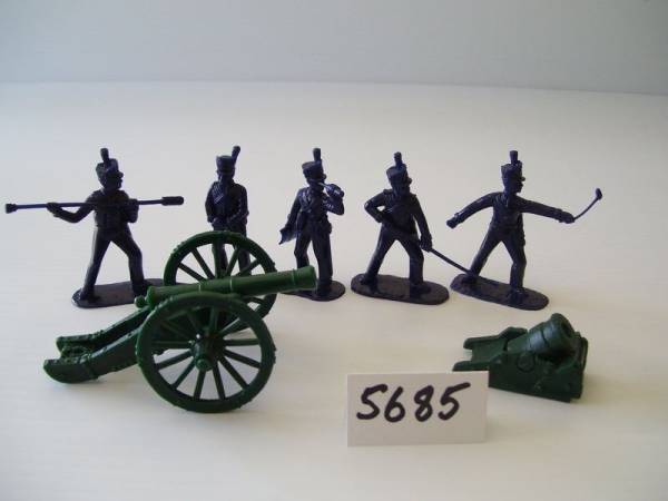 Armies in Plastic American War of 1812, American Artillery, Battle of New Orleans, French 6 pounder and land mortar, 54mm, (5685)