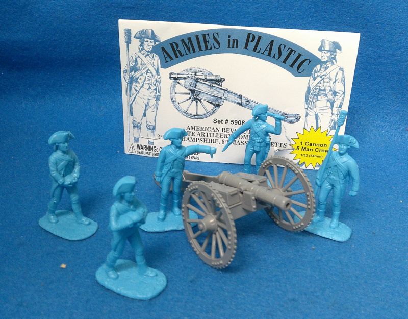 AIP5908 Rev. War Colonial Cannon w/ 5 Man Crew (Light Blue) (54MM)