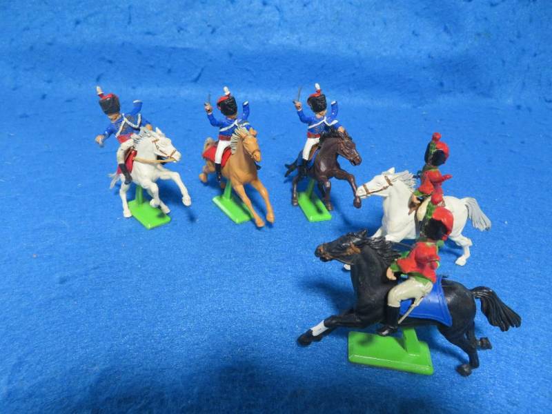 Britains Deetail 6 Napoleonic French + British Hussars cavalry, 1/32