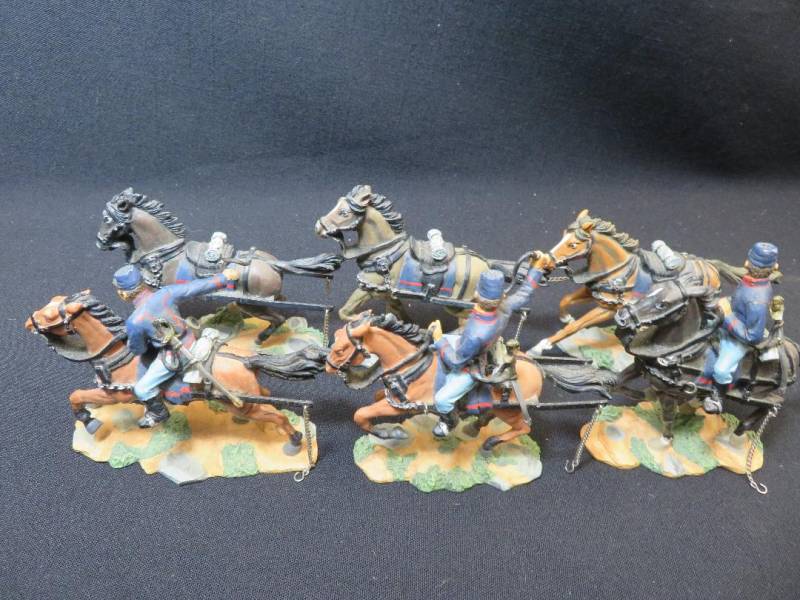 BRT176A Union Caisson Horse Team (6) w/ 3 Figures, Painted Metal