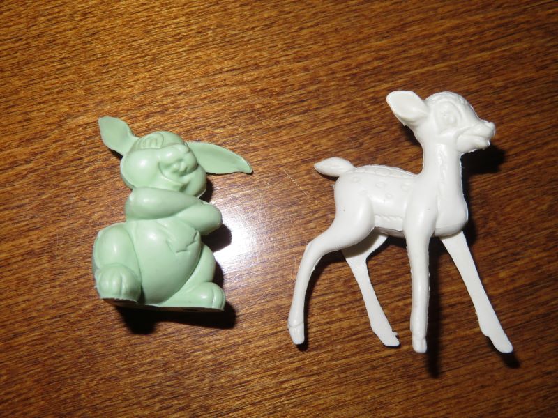 Marx vintage Thumper and Bambi characters soft plastic , 60mm