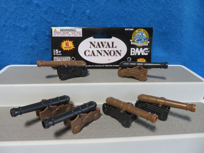Naval/fort cannon, hard plastic, 6 cannon bronze and black
