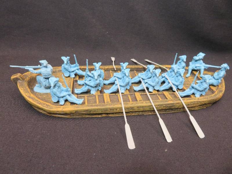  LOD/Barzso Rev War/French + Indian War American boat and crew, 15 figures, 54mm, resin