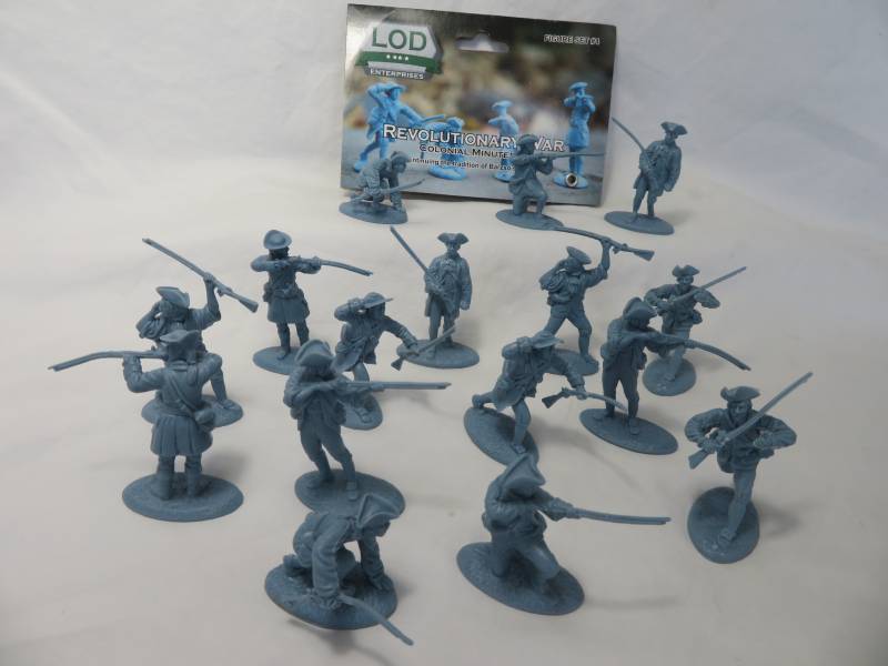 LOD Colonial Minutemen 16 figures in 8 poses, (blue) 54mm
