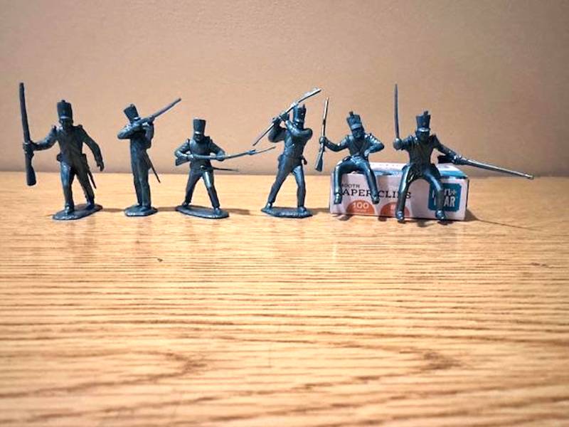 Marx Alamo Shako Hat Mexican soldiers in metallic blue color 20 figures in all 6 poses