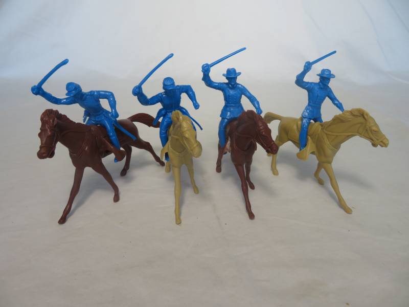 Marx Civil War Union cavalry with horses, 8 pcs, 54mm