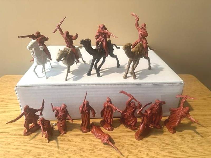 REM103B Reamsa Arab Warriors (60MM) 14 different w/ 2 Marx 60MM Knight Horses and 2 Reamsa Camels Horses