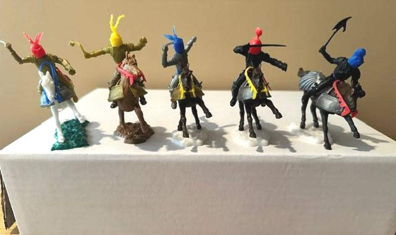 Timpo, Swoppet Mounted Knights 5 mtd Knights with horses 