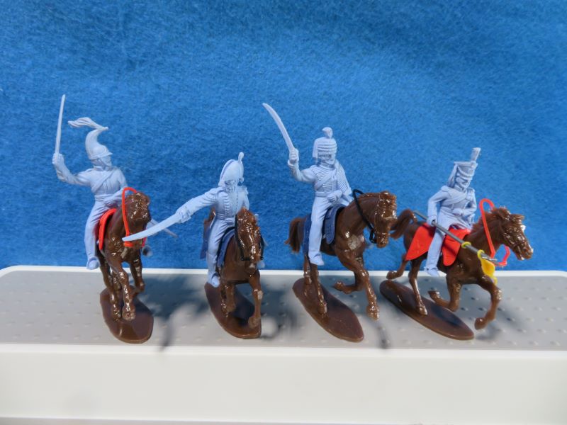 54mm Napoleonic British Cavalry Set of 4 w/ Horses Timpo Mint in Bag 