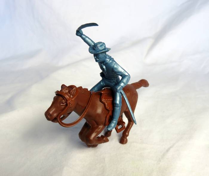 Marx vintage mounted cavalryman with sword on 60mm horse with saddle+reins