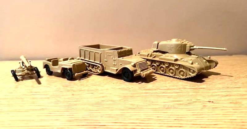 Marx Original WWII vehicle Set in Tan 4 pieces