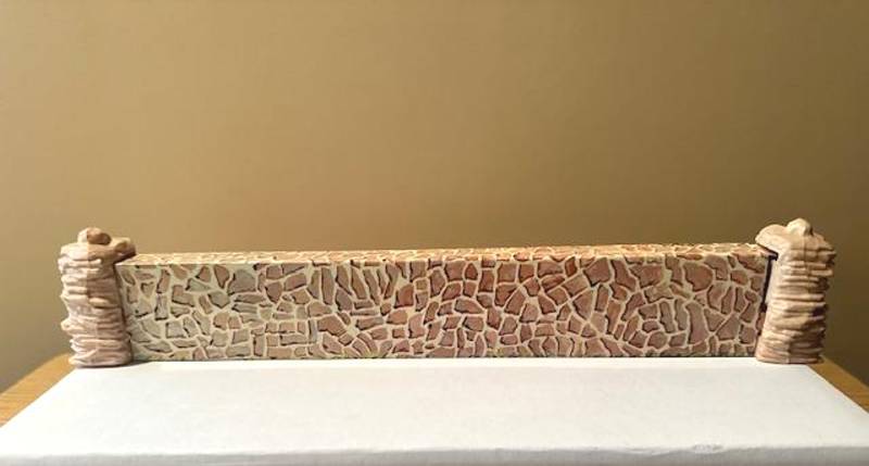 Marx, Vintage Tin Litho Revolutionary stone wall with end cap