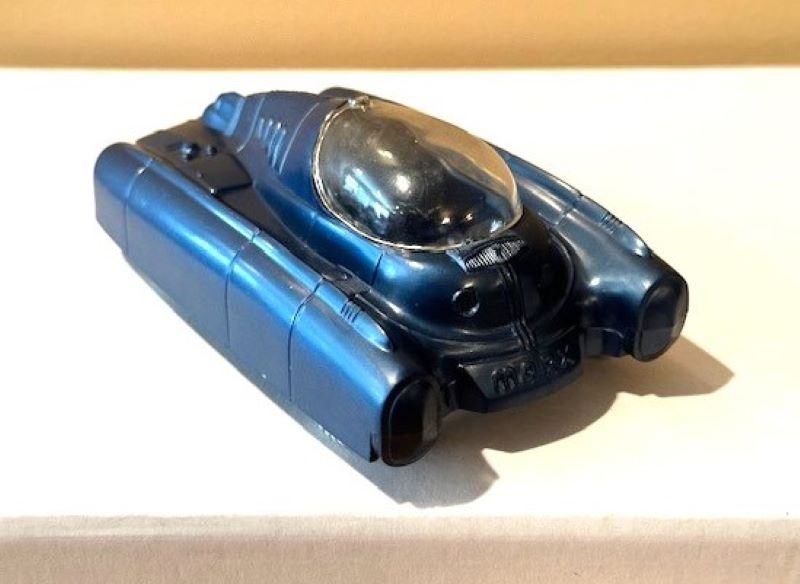Marx vintage Tom Corbett Space Car in royal blue with clear canopy