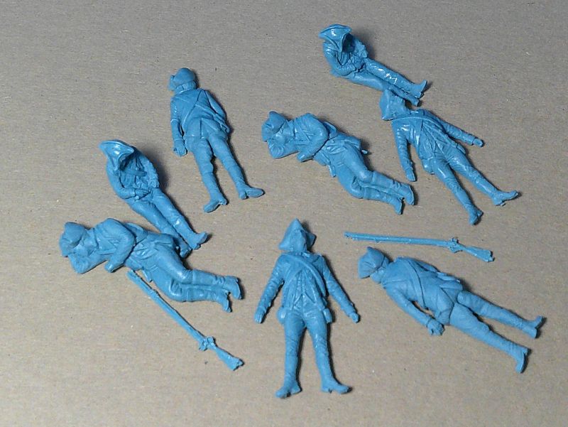 LOD098A LOD Rev War Colonial Army Casualties 8 in 4 Poses (54MM) Blue